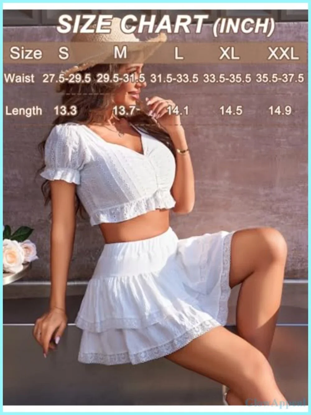 Women's High Waisted Tiered Ruffle Mini Skirt A-Line Flared Lace Hem Cosplay